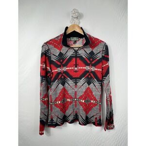 Lauren Ralph Lauren Active Women's Large 1/4 Zip‎ Southwest Waffle Knit Top